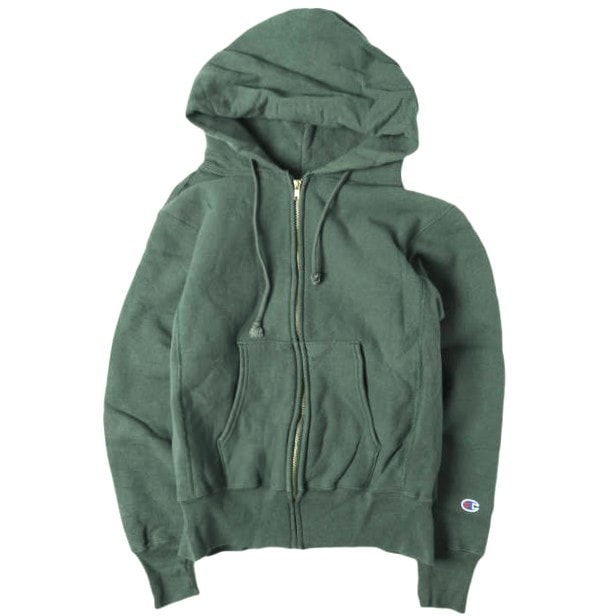 Champion チャンピオン アメリカ製 赤単タグ 1970年代復刻 REVERSE WEAVE Hooded Sweatshirt リバースウィーブ スウェットジップパーカー M GREEN 裏起毛 MADE IN USA トップス g13373