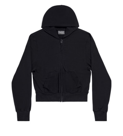 BALENCIAGA Women's Zip Up Hoodie Fitted Soft Stretch "Black"