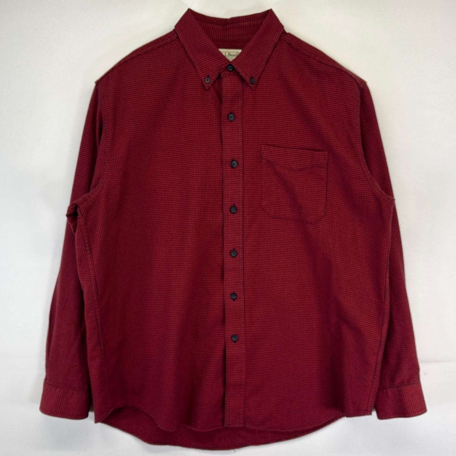 古着 00’s/00年代 エルエルビーン L.L.Bean 長袖シャツ ボタンダウンシャツ チェック柄 千鳥柄 胸ポケット L レッド メンズ