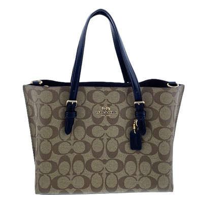 COACH コーチ モリー トート バッグ 25 シグネチャー キャンバス トートバッグ C4250 キャンバス レザー ブラウン ブラック レディース【中古】