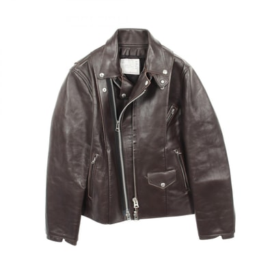 サカイ Sacai Leather Jacket 革ジャン 衣料品 アウター レザー メンズ ブラウン系 【中古】