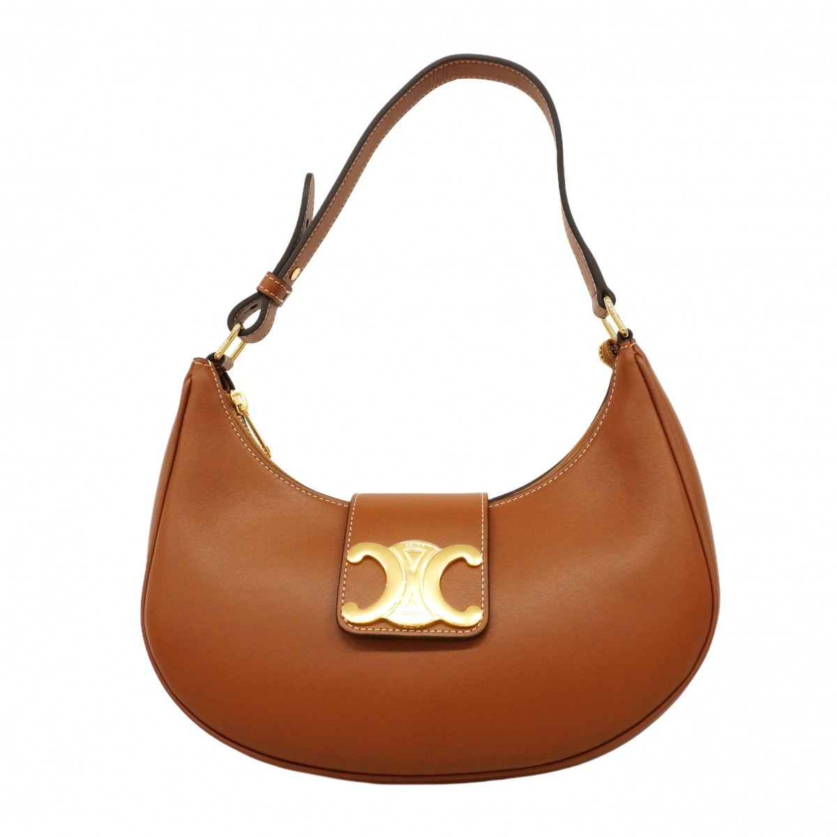 【6db2126】セリーヌ ハンドバッグ トリオンフ ミディアムAVA レザー ブラウン ゴールド金具【中古】レディース