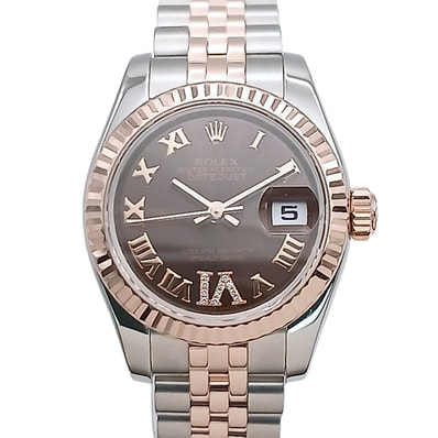 ROLEX ロレックス デイトジャスト 26mm VI ダイヤモンド ローマ数字 PG/SS Y番 チョコレートブラウン 腕時計 179171 ステンレススチール K18ピンクゴールド チョコ エバーローズゴールド 自動巻き レディース【中古】