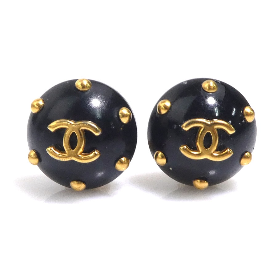 シャネル CHANEL イヤリング ココマーク メタル/プラスチック ゴールド/ブラック レディース【中古】 e61994a