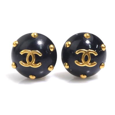 シャネル CHANEL イヤリング ココマーク メタル/プラスチック ゴールド/ブラック レディース【中古】 e61994a