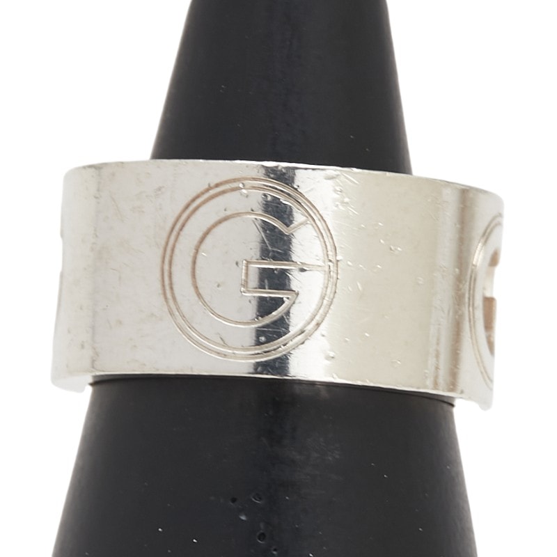 グッチ Gロゴ ワイド リング 指輪 #15 SV925 シルバー メンズ GUCCI 【中古】