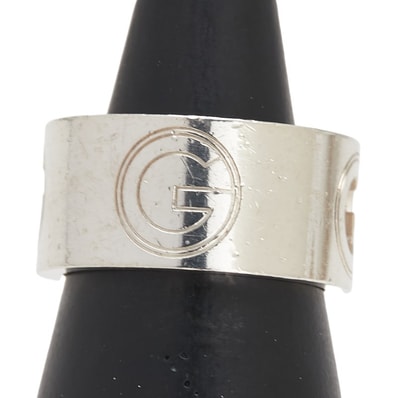 グッチ Gロゴ ワイド リング 指輪 #15 SV925 シルバー メンズ GUCCI 【中古】