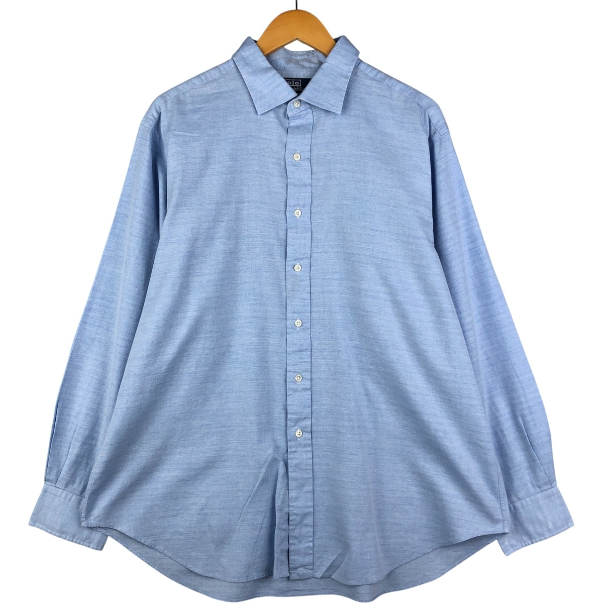 古着 ラルフローレン Ralph Lauren POLO by Ralph Lauren PHILIP ワイドカラー ヘリンボーン 長袖 コットンシャツ メンズXL相当/eaa590509