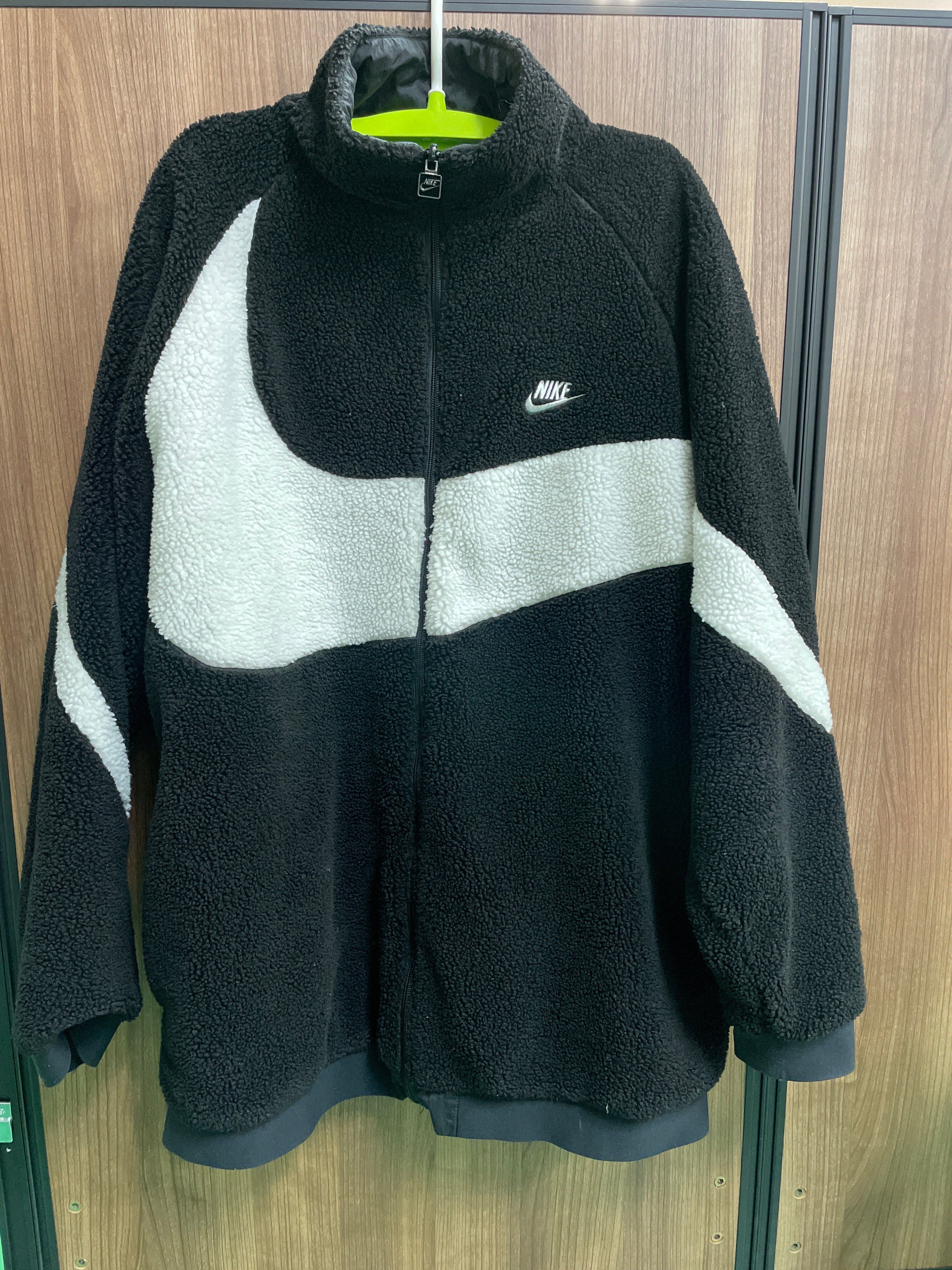 Nike Big Swoosh Reversible Boa Jacket "Sail/Dark Obsidian"