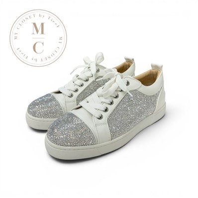 クリスチャンルブタン Christian Louboutin ルイスジュニア スニーカー 靴 シューズ レザー ホワイト スワロフスキー