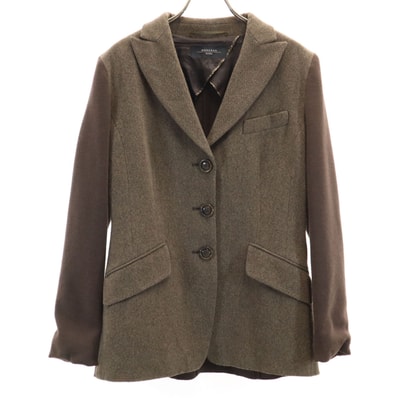 MAX MARA Weekend マックスマーラウィークエンド ヘリンボーン ニット切替 テーラードジャケット 42 ブラウン アンコン