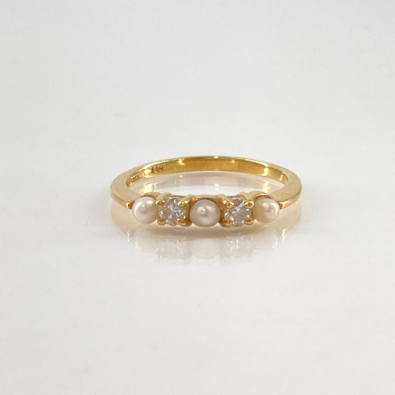 TIFFANY&Co.(ティファニー) パールダイヤリング Au750 #10号 リング・指輪 1.91g ゴールド