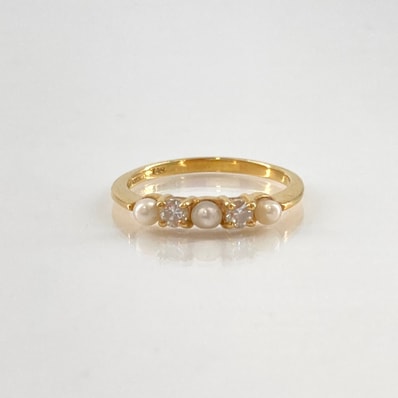 TIFFANY&Co.(ティファニー) パールダイヤリング Au750 #10号 リング・指輪 1.91g ゴールド