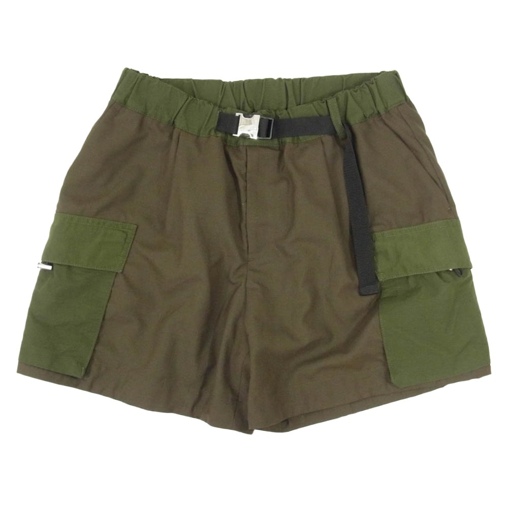 Sacai サカイ ショートパンツ 22SS 22-02675M Suiting Mix Shorts スーチング カーゴ ベルテッド ショート パンツ ショーツ カーキ系 3【中古】