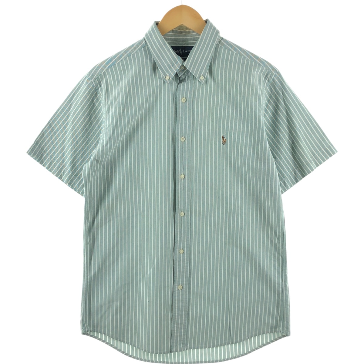 古着 ラルフローレン Ralph Lauren CUSTOM FIT 半袖 ボタンダウン ストライプシャツ メンズL相当/eaa533697