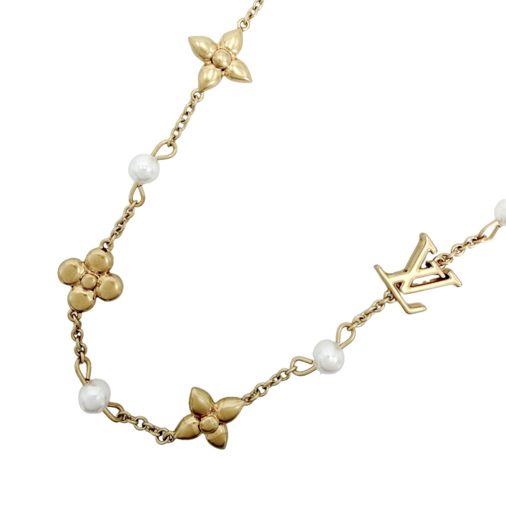 LOUIS VUITTON ルイヴィトン ネックレス ルイザ モノグラムフラワー アクセサリー アジャスター付き    M01610 レディース 約15.8g【中古品】