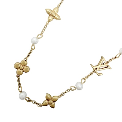 LOUIS VUITTON ルイヴィトン ネックレス ルイザ モノグラムフラワー アクセサリー アジャスター付き M01610 レディース 約15.8g【中古品】