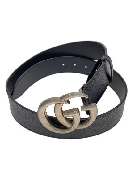 Gucci DoubleG Buckle Leather Belt "Black/Silver"