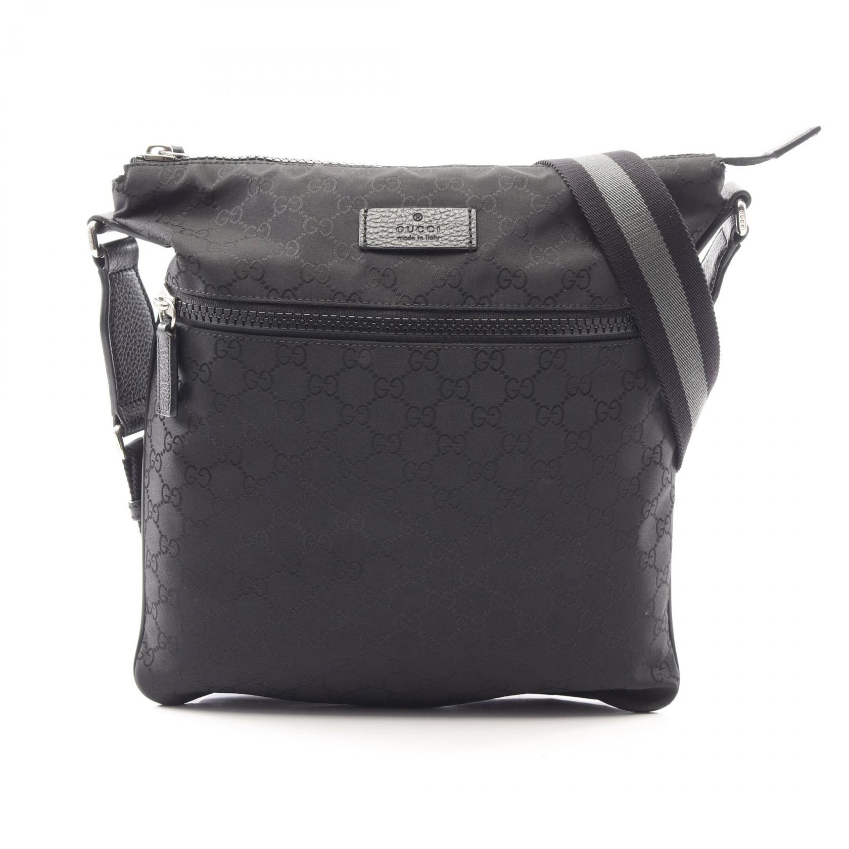 グッチ GUCCI GG柄 ショルダーバッグ バッグ レザー ナイロンキャンバス メンズ レディース ブラック系 449185 【中古】