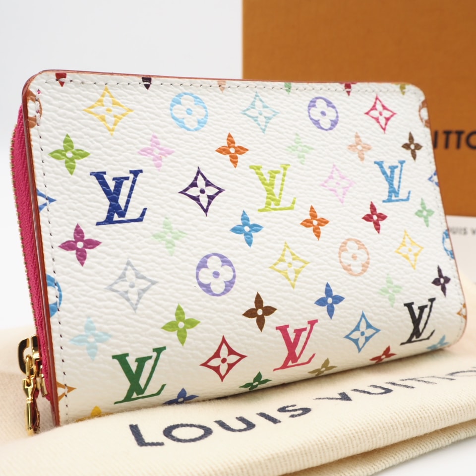 極美品 LOUIS VUITTON ルイ・ヴィトン モノグラム マルチカラー LV × TM ポルトフォイユ ルー M14093 二つ折り財布 マルチカラー コーティングキャンバス レディース