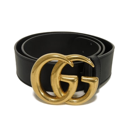 GUCCI グッチ GGエンブレム ワイド レザー 40MM 75/30 カーフ GGマーモント ブラック ベルト 400593 AP00T 1000