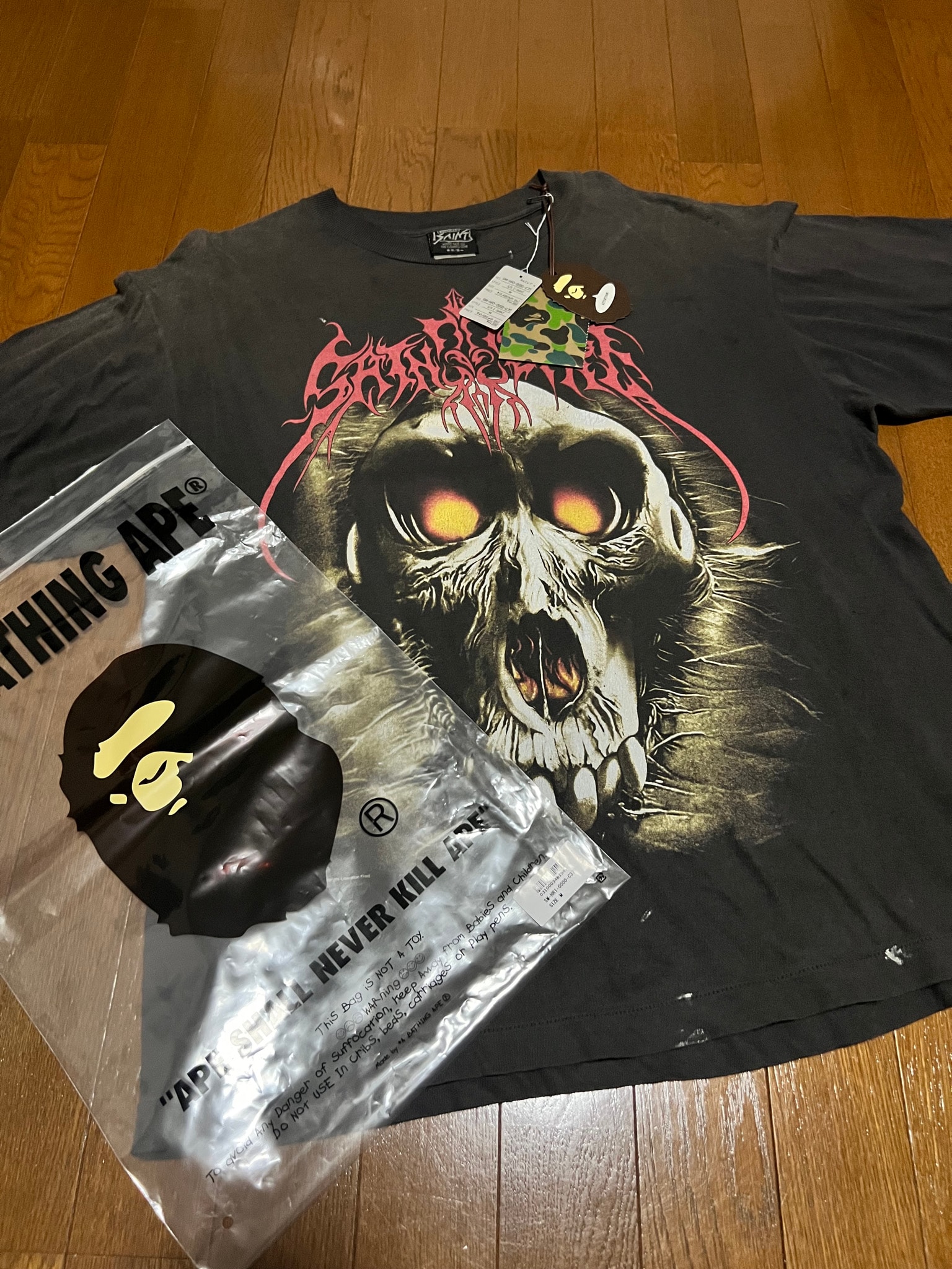 SAINT Mxxxxxx x A BATHING APE BAPE SS Tee Saint Bape "Black"