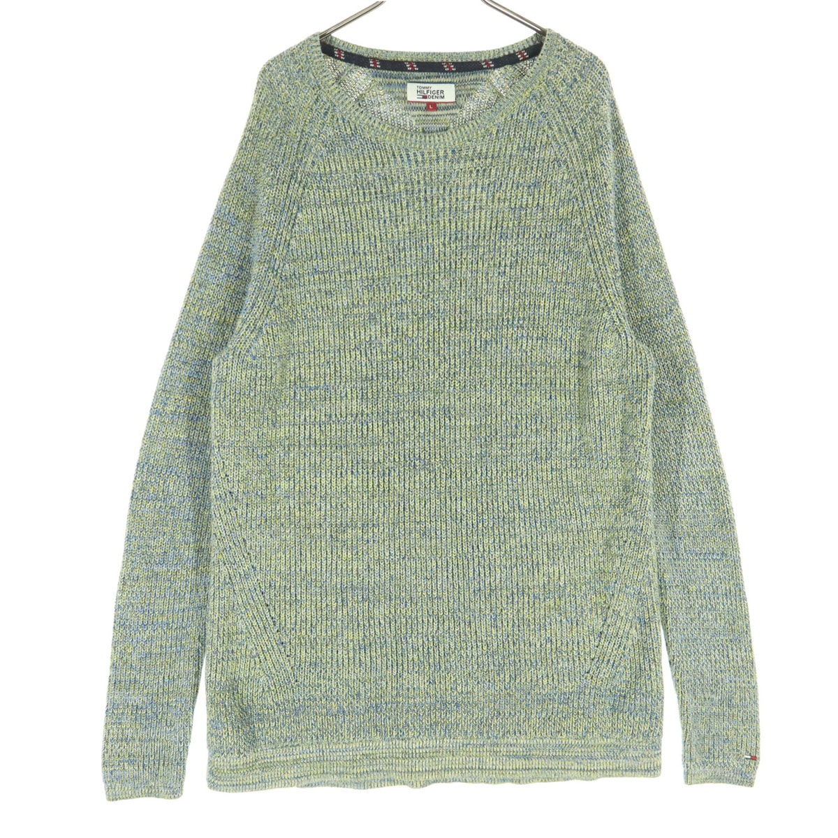 美品 TOMMY HILFIGER トミーヒルフィガー 長袖 ニット L ブルー系