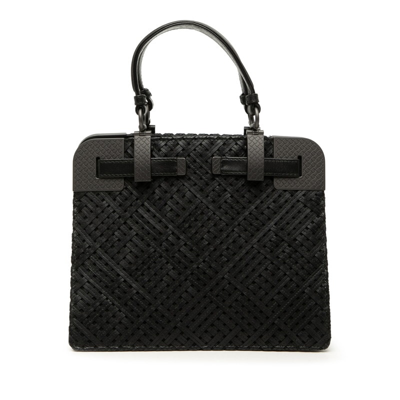 ボッテガヴェネタ イントレチャート ハンドバッグ ブラック レザー レディース BOTTEGAVENETA 【中古】