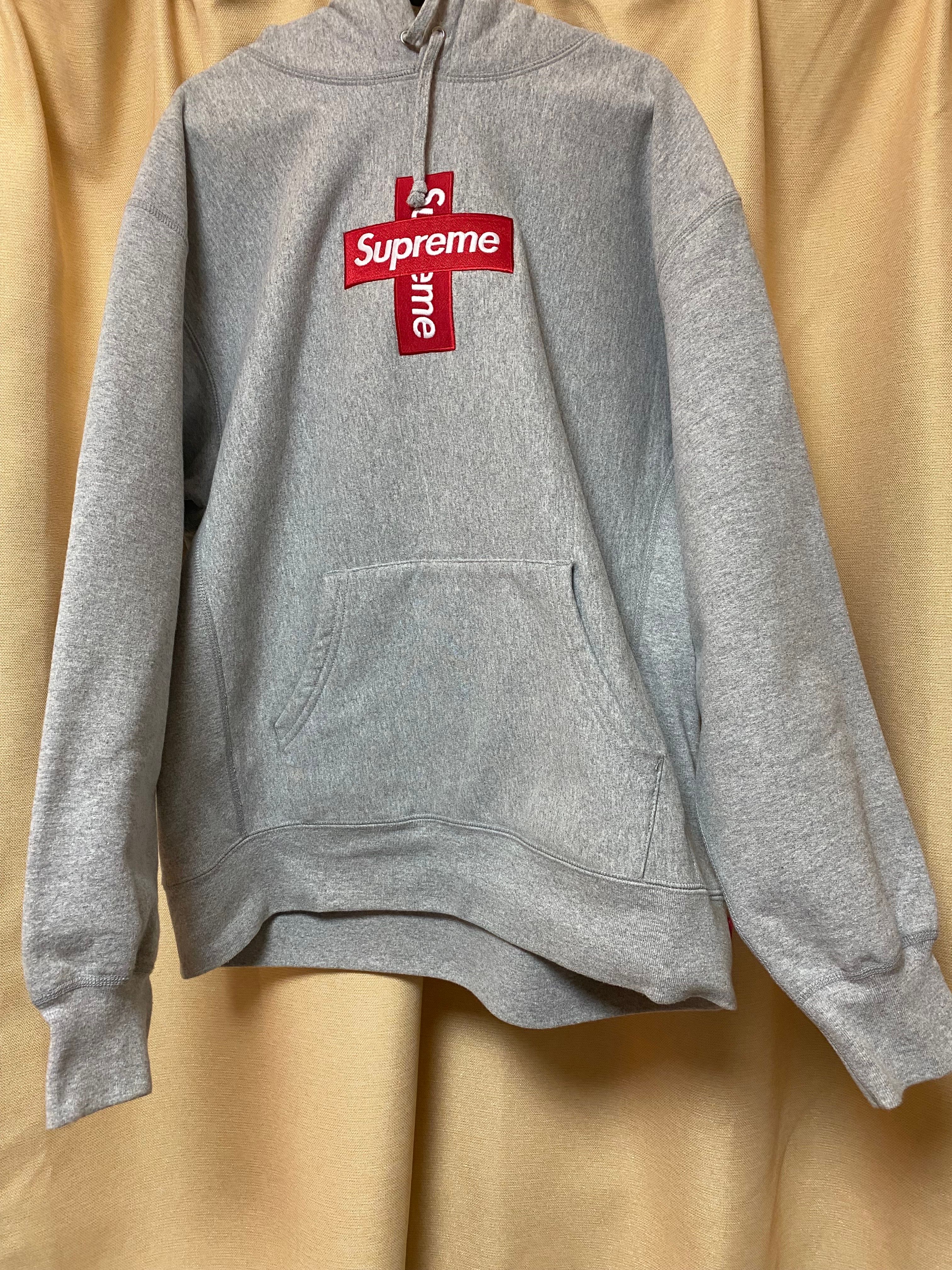 Supreme Cross Box Logo Hooded Sweatshirt "Grey"