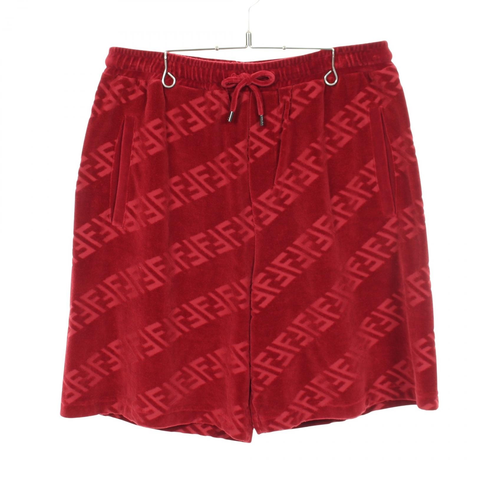 ズッカ柄　FFロゴ ベロア パンツブルー C (やや傷や汚れあり)】フェンディ FENDI ズッカ ロゴ ベロア パンツ