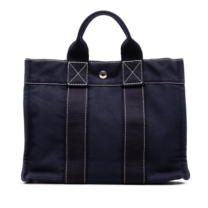 エルメス フールトゥ PM ハンドバッグ ネイビー キャンバス レディース HERMES 【中古】