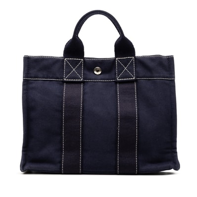 エルメス フールトゥ PM ハンドバッグ ネイビー キャンバス レディース HERMES 【中古】