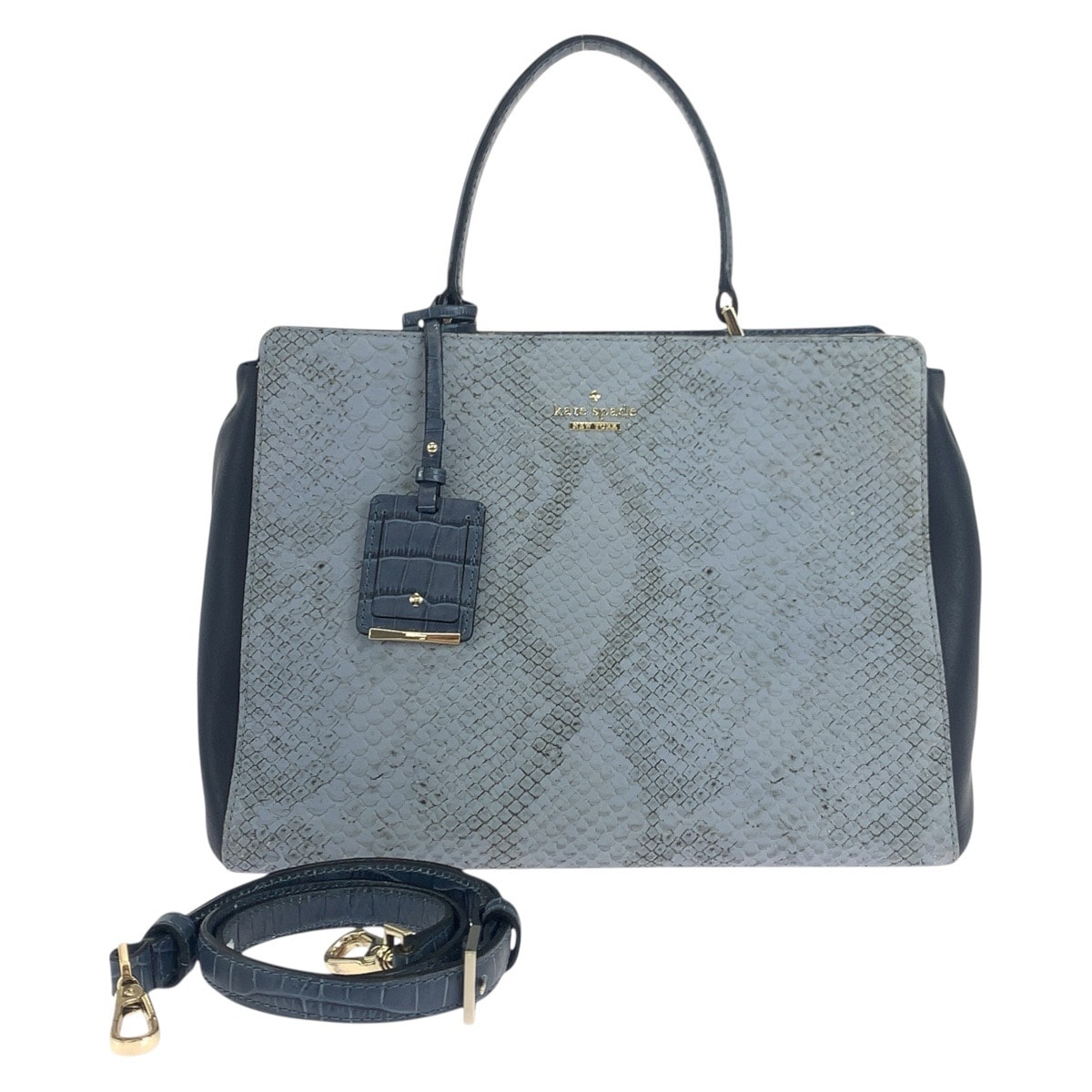 Kate Spade ケイトスペード ブルー バイカラー ゴールド金具 レザー ハンドバッグ ショルダーバッグ 2WAY 504006 【中古】