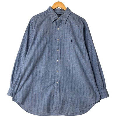 古着 ラルフローレン Ralph Lauren POLO by Ralph Lauren LOWELL 長袖 コットンストライプシャツ メンズXL相当/eaa551951