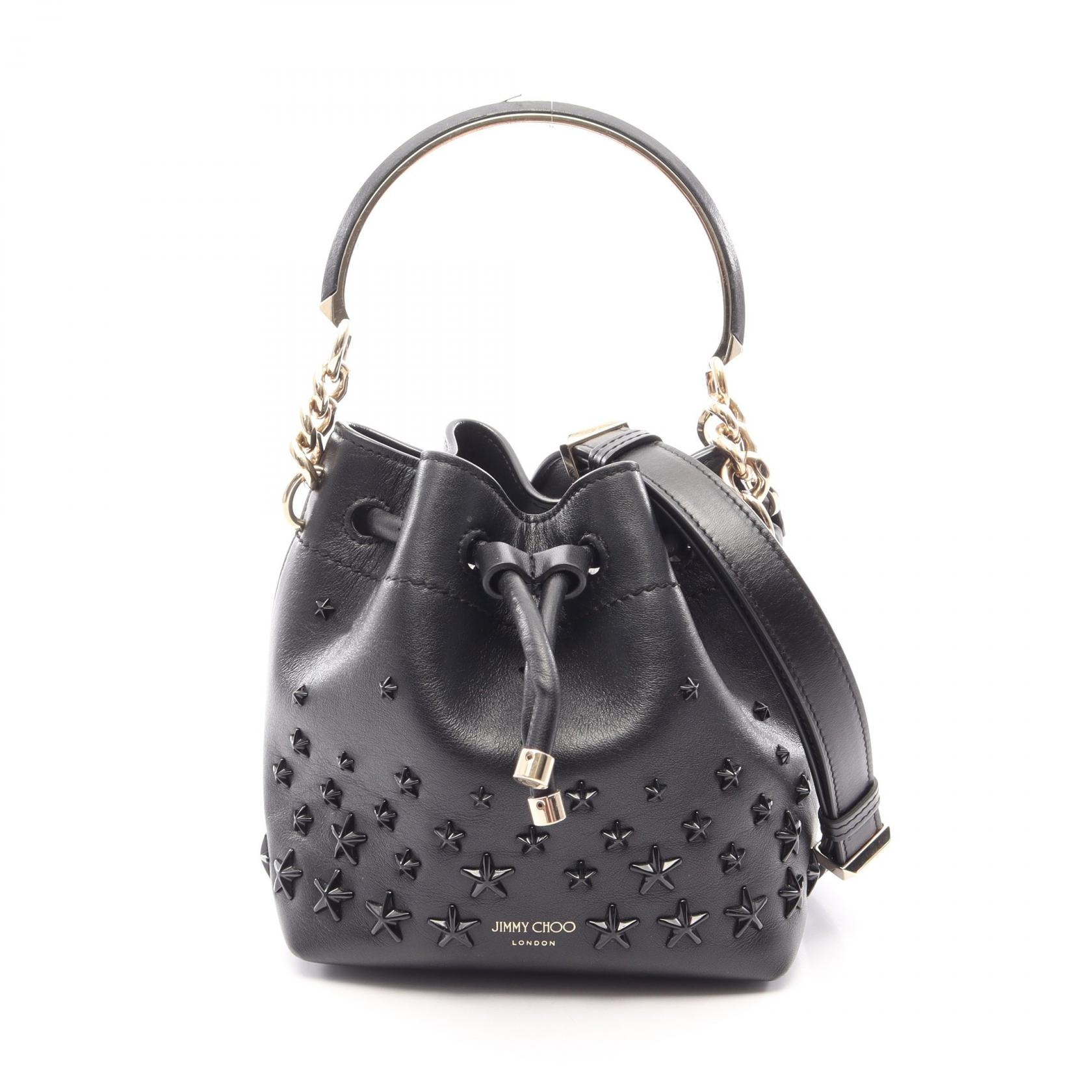 ジミーチュウ JIMMY CHOO BON BON BUCKET 2WAY ハンドバッグ バッグ レザー レディース ブラック系 【中古】