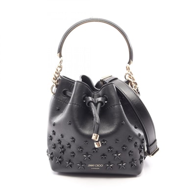 ジミーチュウ JIMMY CHOO BON BON BUCKET 2WAY ハンドバッグ バッグ レザー レディース ブラック系 【中古】