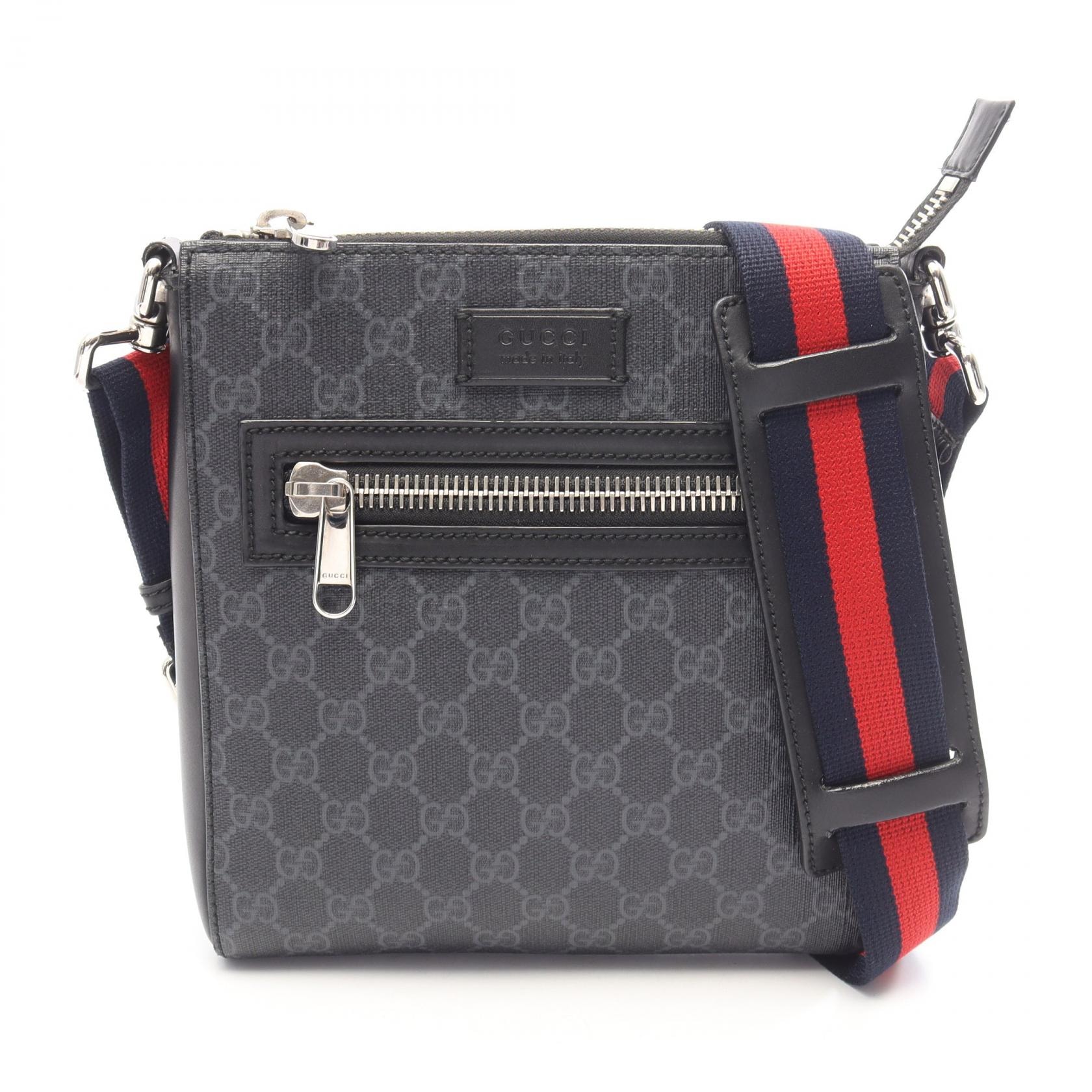 グッチ GUCCI GGスプリーム スモール メッセンジャーバッグ ショルダーバッグ バッグ PVCコーティングキャンバス レザー メンズ ブラック系 / マルチカラー 523599 【中古】