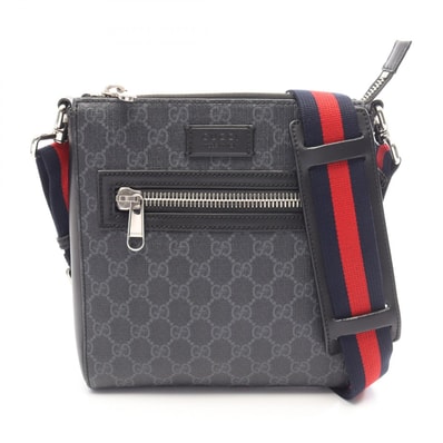グッチ GUCCI GGスプリーム スモール メッセンジャーバッグ ショルダーバッグ バッグ PVCコーティングキャンバス レザー メンズ ブラック系 / マルチカラー 523599 【中古】
