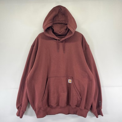 古着 カーハート Carhartt パーカー 大きいサイズ ワンポイント ロゴ 胸ポケット スウェット 2XL ブラウン系 メンズ