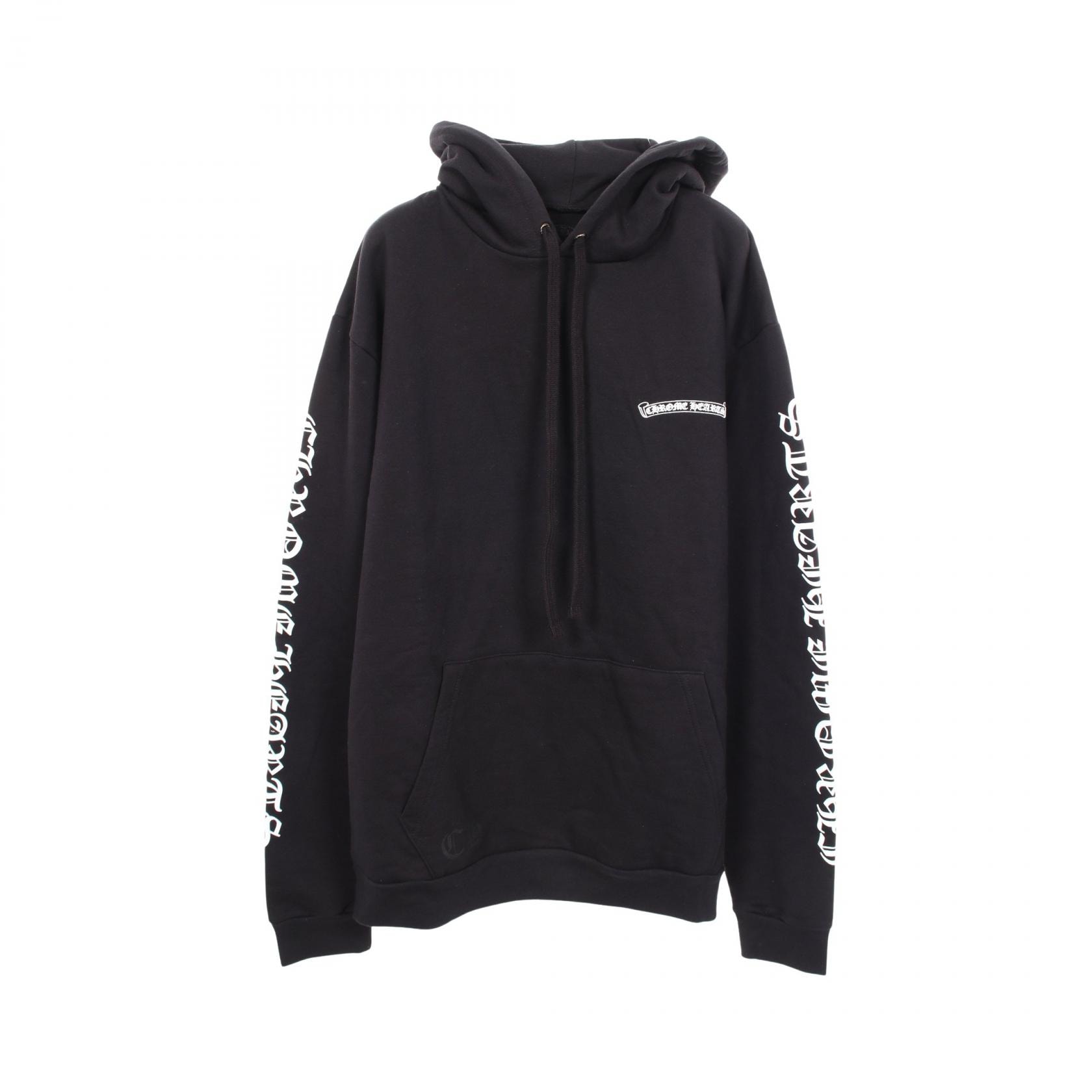 クロムハーツ CHROME HEARTS スクロールロゴ 裏起毛 パーカー 衣料品 トップス コットン メンズ ブラック系 【中古】