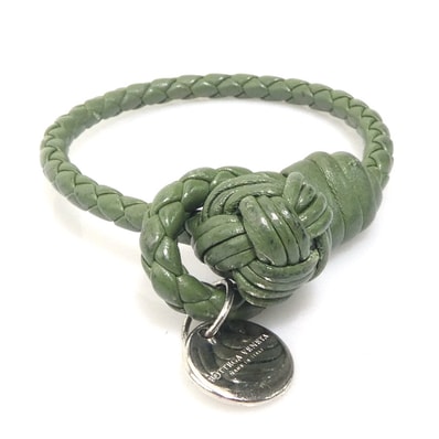 ボッテガヴェネタ BOTTEGAVENETA ブレスレット レザー/シルバー925 カーキ/シルバー ユニセックス【中古】 e60549a