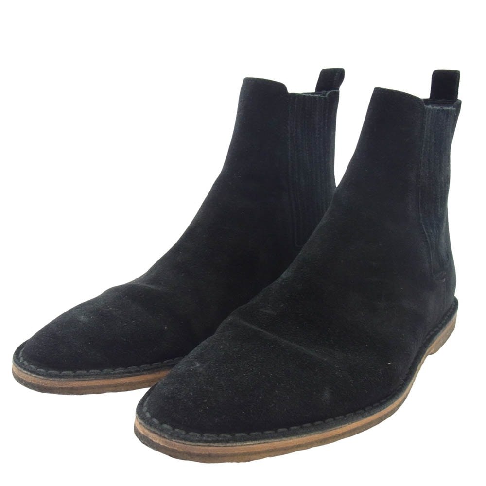 SAINT LAURENT サンローラン ブーツ 533754 スエード サイドエラスティック サイドゴア ブーツ ブラック系 41【中古】