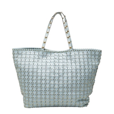 ヴァレンチノ スタッズ トートバッグ ショルダーバッグ ライトブルー レザー レディース Valentino 【中古】