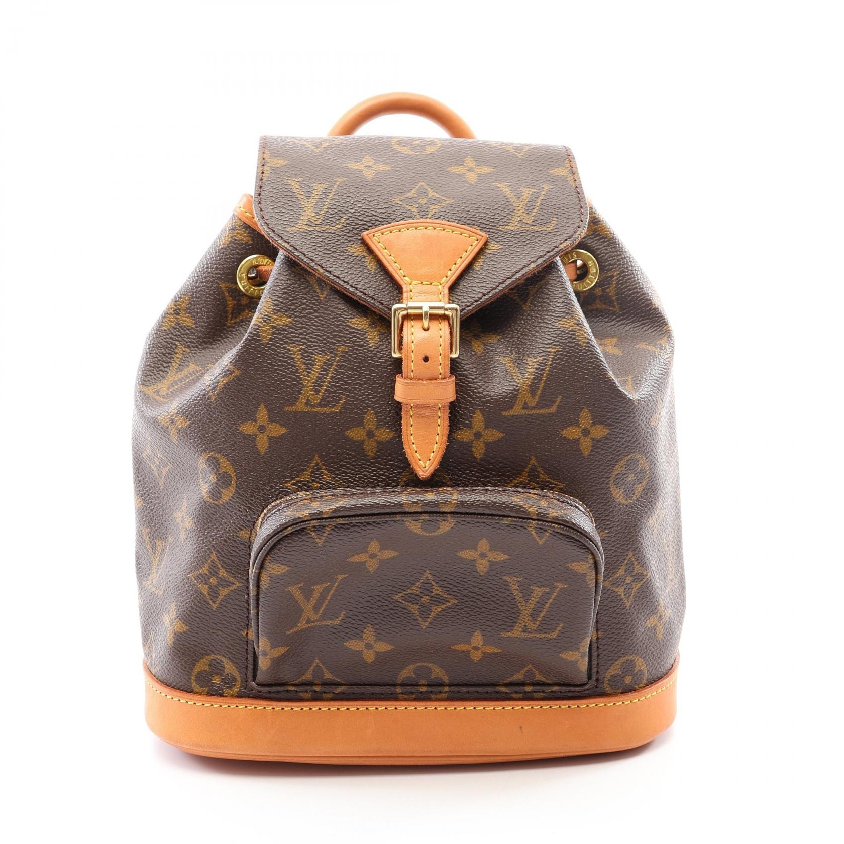 ルイ・ヴィトン LOUIS VUITTON ミニモンスリ リュックサック バックパック バッグ PVCコーティングキャンバス レザー モノグラム レディース ブラウン系 M51137 【中古】