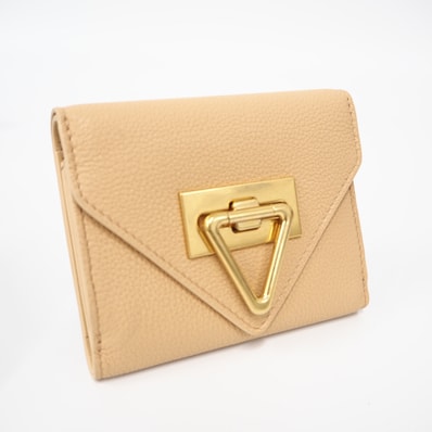 美品 BOTTEGAVENETA ボッテガヴェネタ レザー 三つ折り財布 690580 三つ折り財布 ベージュ カーフレザー レディース