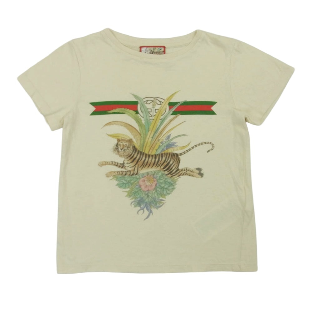 GUCCI グッチ 561651 XJD4M 虎 プリント 半袖 Tシャツ コットン イタリア製 ベージュ系 5 (110/60)【中古】
