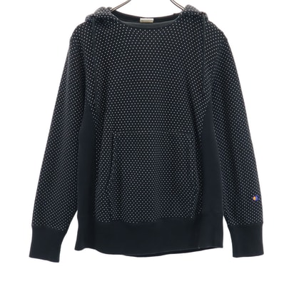 Champion チャンピオン ビームス別注 青単 復刻 ドット柄 長袖 スウェットパーカー S ブラック 水玉
