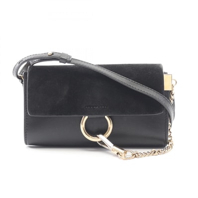 クロエ Chloe FAYE フェイ ミニ ショルダーバッグ バッグ レザー スウェード レディース ブラック系 【中古】