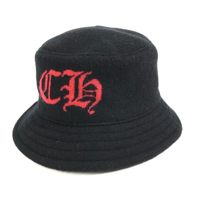 クロムハーツ CHROME HEARTS CH ロゴ ニットハット ハット帽 帽子 バケットハット ボブハット ハット カシミヤ ブラック 美品