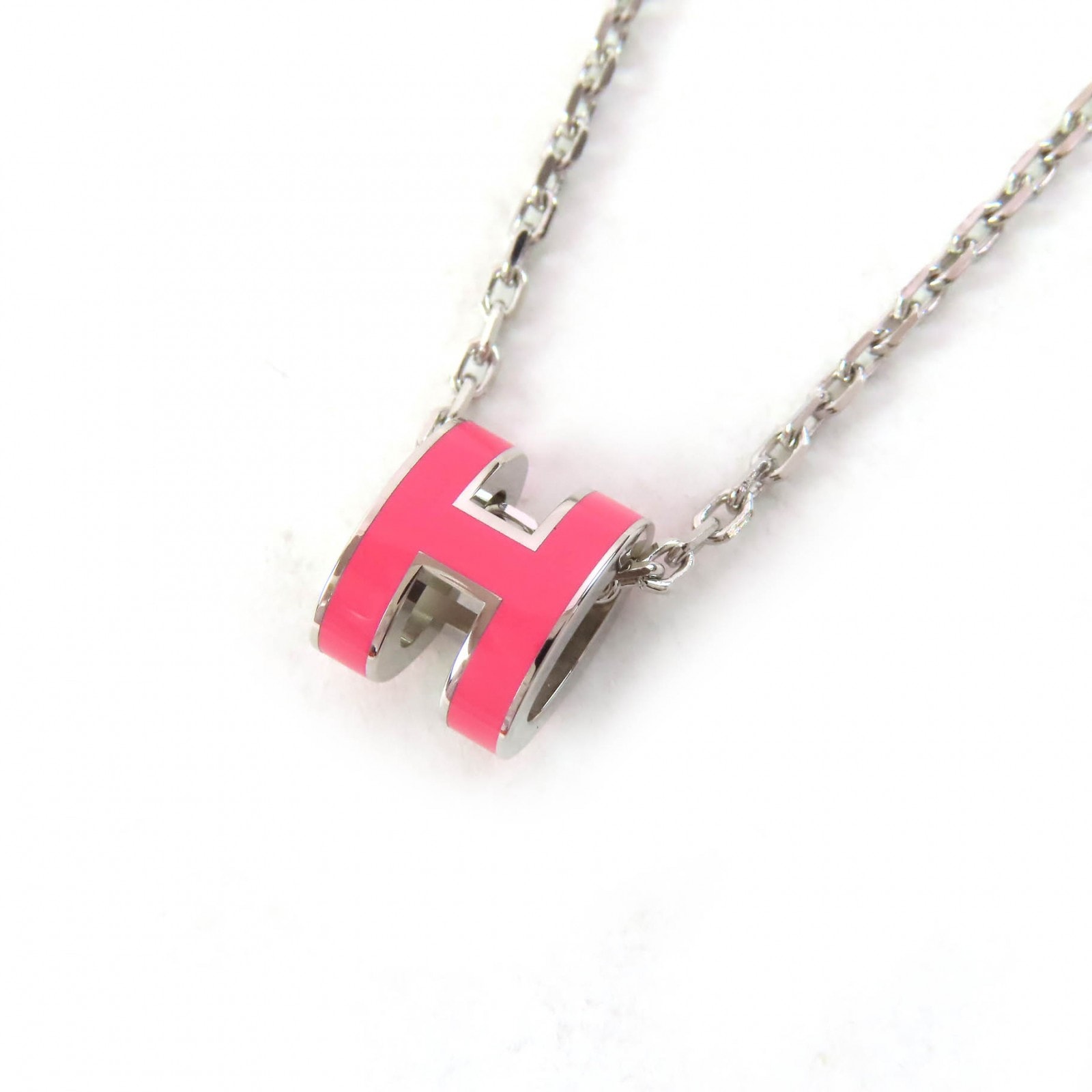 極美品 エルメス ネックレス Mini Pop H pendant ミニポップ H ピンク シルバー